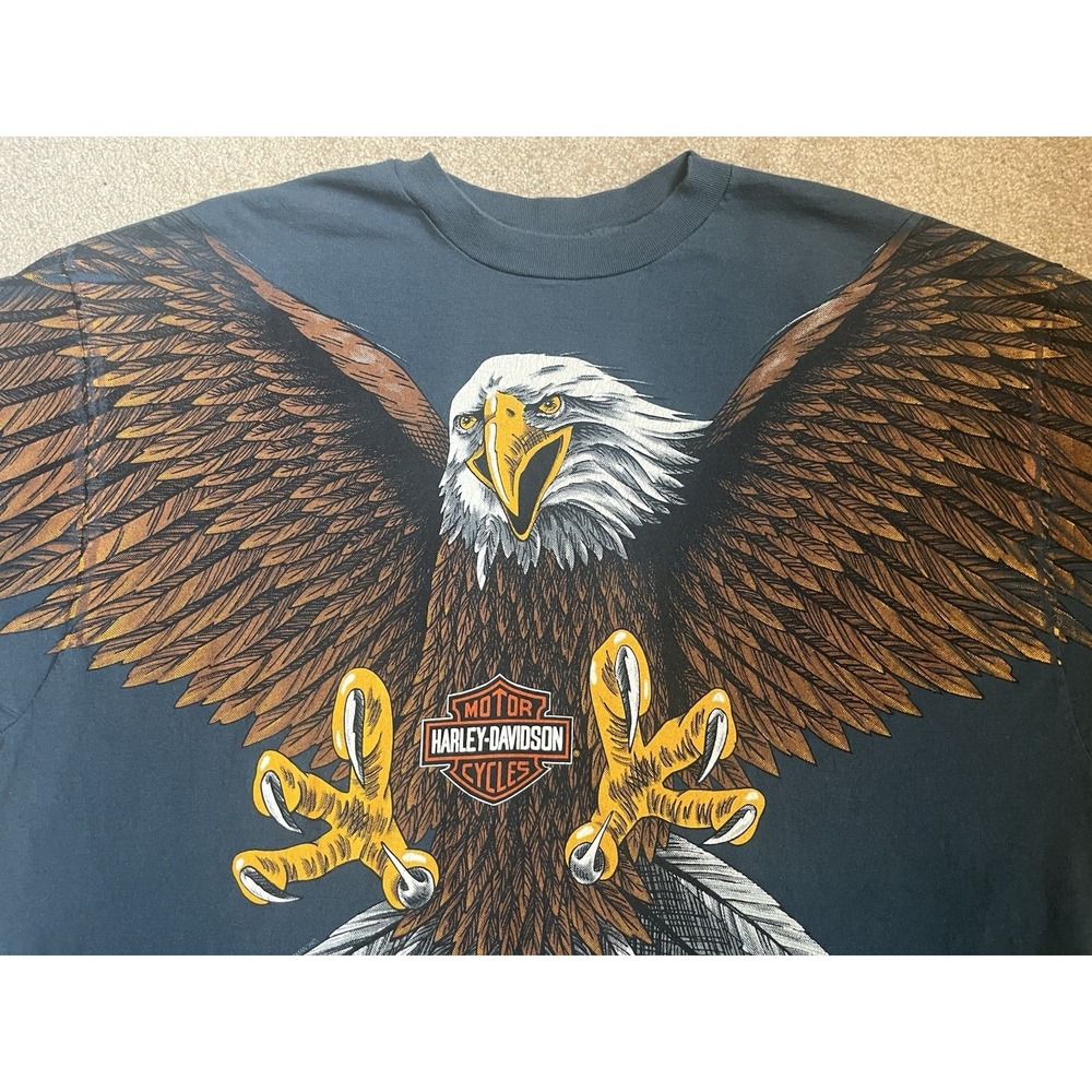 Vintage Harley Davidson T Shirt Eagle Double Sided Single Stitch Hanes Beefy XXL - Picture 8 of 16